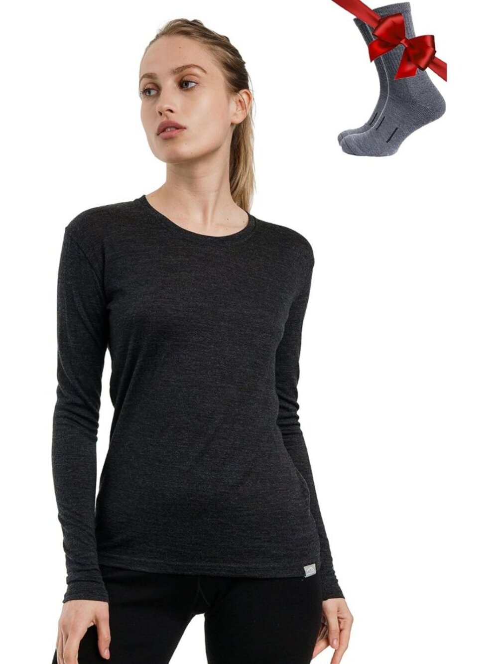 Cozy 100% Merino Wool Women's Thermal Base Layer Set - Long Sleeve & Socks